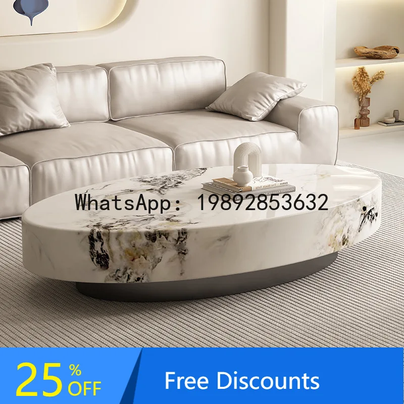 Modern Minimalist Marble Coffee Table Living Room Sofa Coffee Table Oval Italian High-End Coffee Table