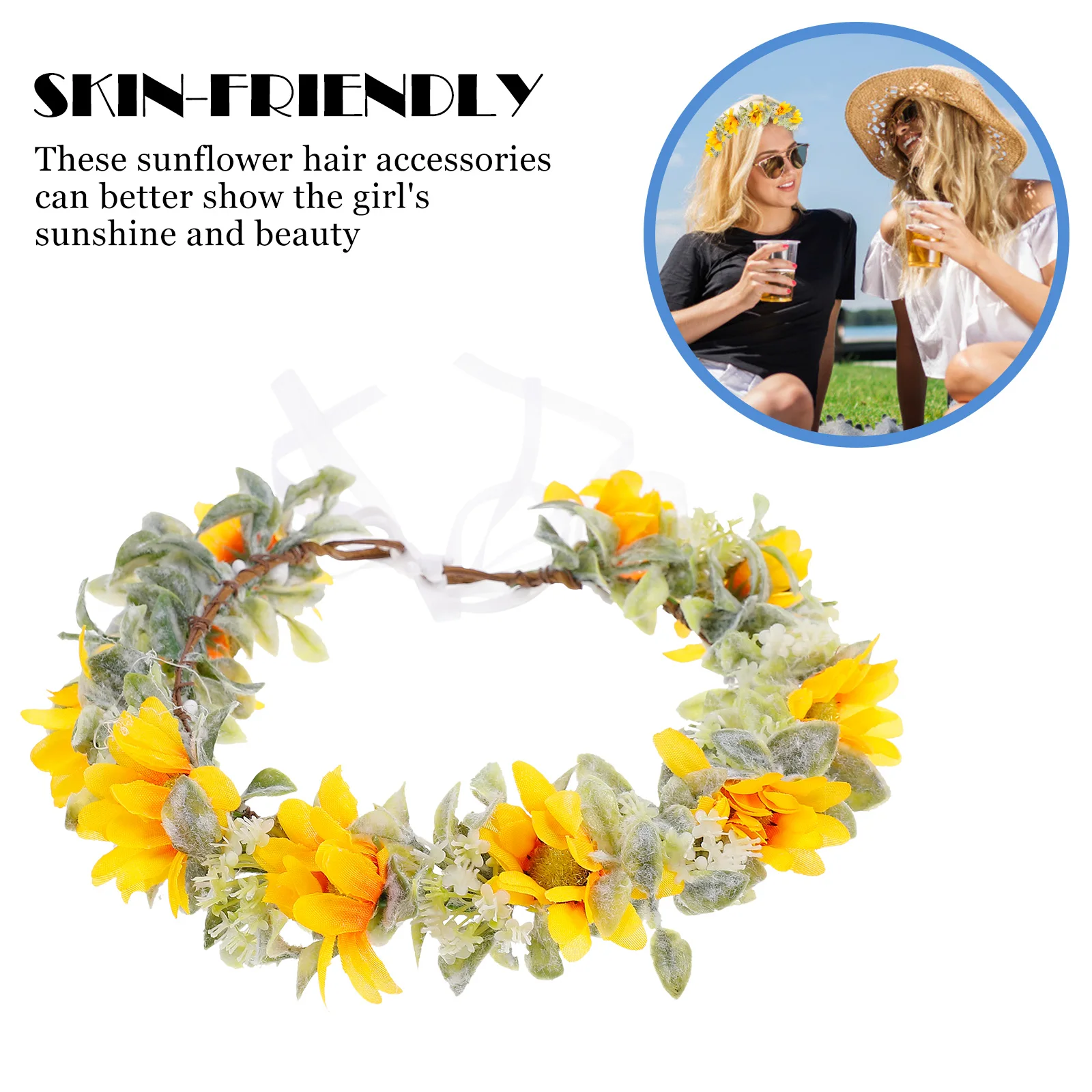 

Sunflower Hair Accessories Wedding Headwear Floral Headpiece Simulation Headdress Durable Flower Headband For Bride Beach