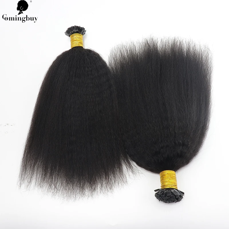 Kinky Straight Ktips Human Hair Extensions Brazilian Remy Human Hair Kinky Straight Human Hair Bundles K Tip For Black Women