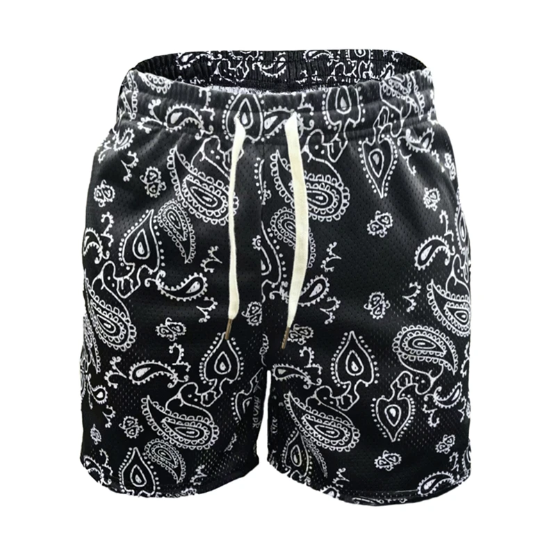 New Men Sports Shorts Fitness Bodybuilding Training Men Casual Paisley Shorts Jogger Bermuda Quick Dry Breathable Shorts bottoms