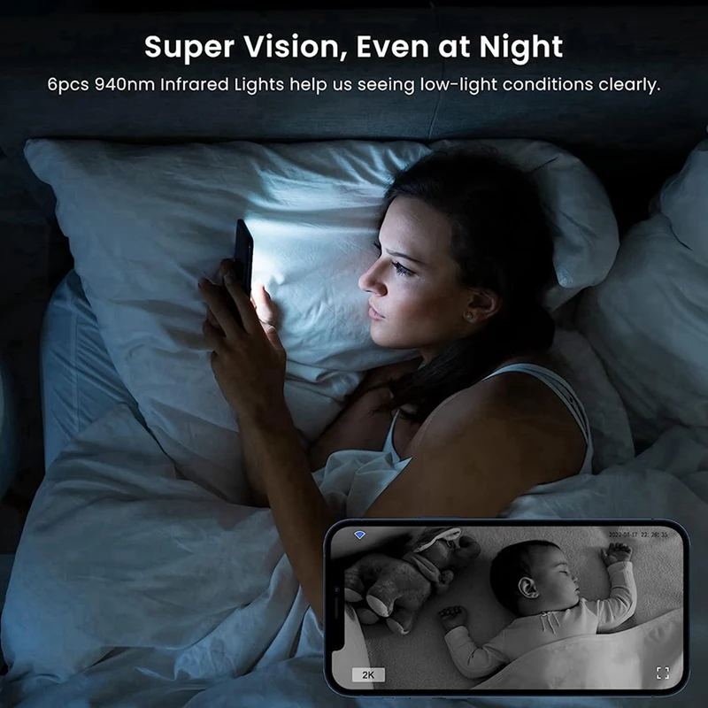 ABGR-2X Wifi Camera 2K, Indoor Home Security Cameras For Baby/Older/Dog/Pet Camera With Phone App