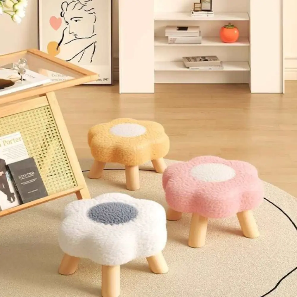 Multi Purpose Solid Wood Low Stool Thick Padding Low Profile Foot Rest Stool Soft Padded Compact Design Sofa Bench Sofa Side