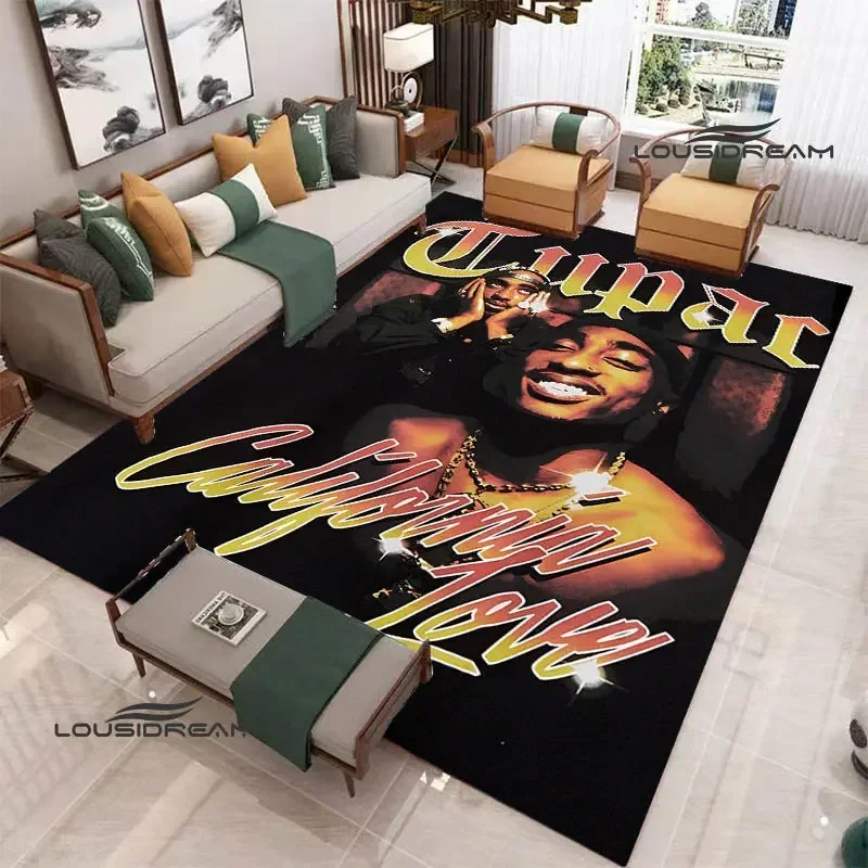 2PAC hip -hop singer retro printed carpet fashion yoga mats living room bedroom non -slip carpet photography props birthday gift