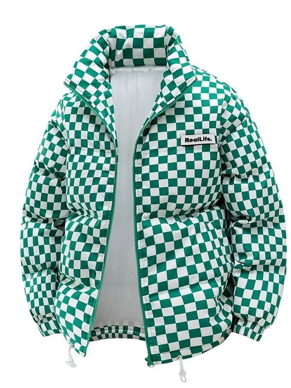 

Thiened Casual Men's Cotton Jaet with Stand Collar Winter Warm Coat No Hat down Cotton Men's Outerwear Coat