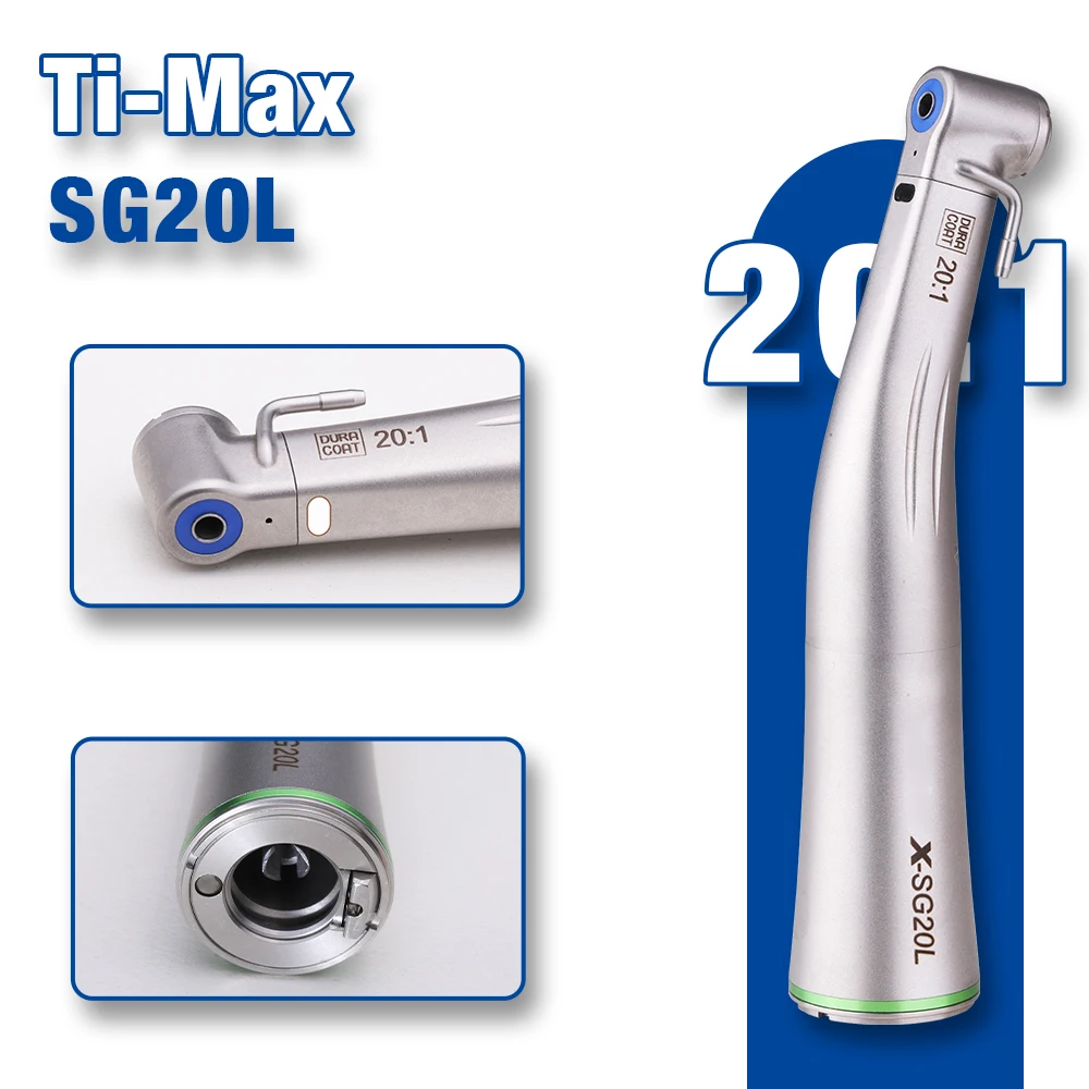 Dental 20:1 Low Speed Handpiece Green Ring With LED Fiber Optic Contra Angle Dentistry Implant Handpiec X SG20L