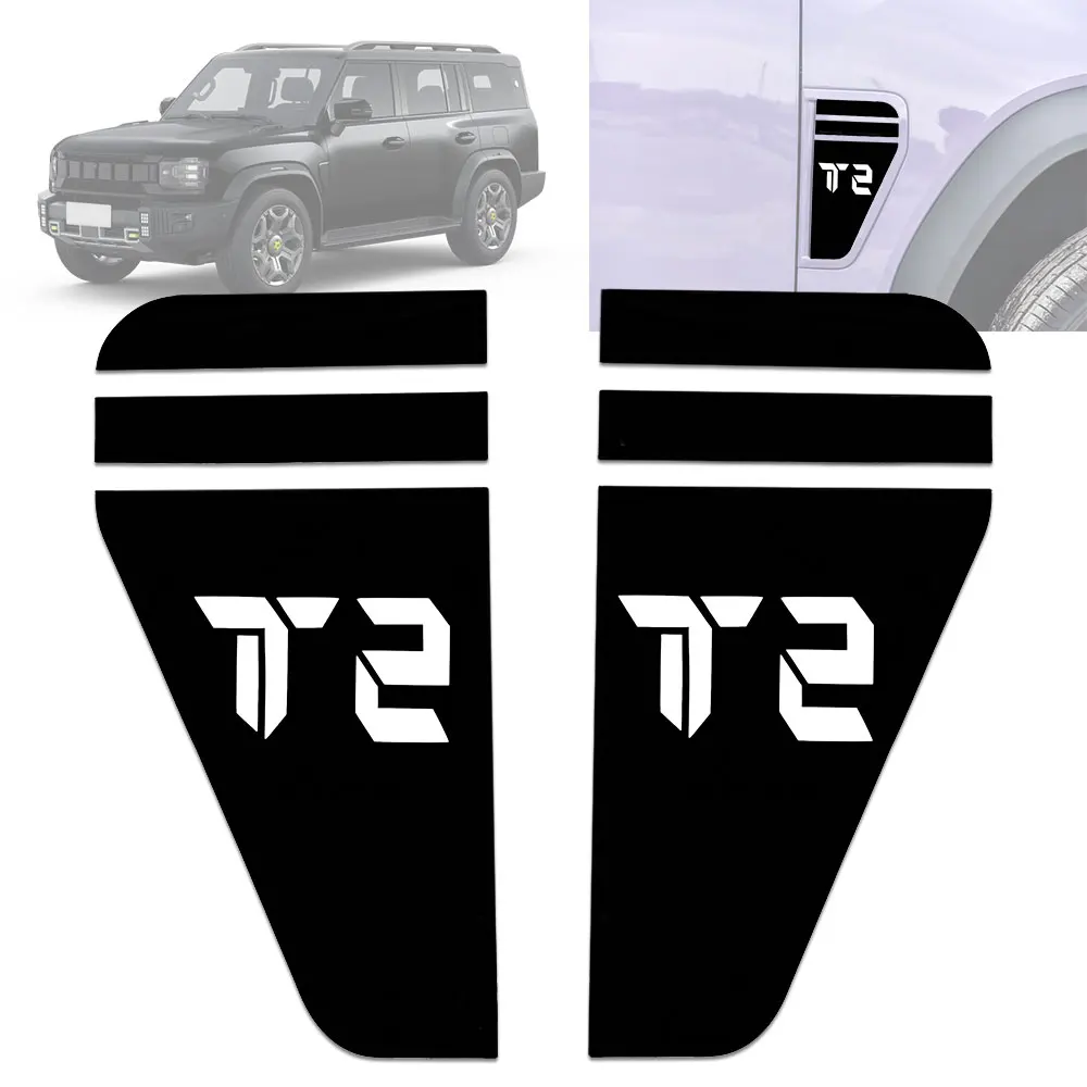 

2 Pcs Door Side Fender Wing Sticker Matte Black Vinyl Decal For Chery Jetour T2 2023 2024 2025 Traveller Off Road 4x4 Accessorie