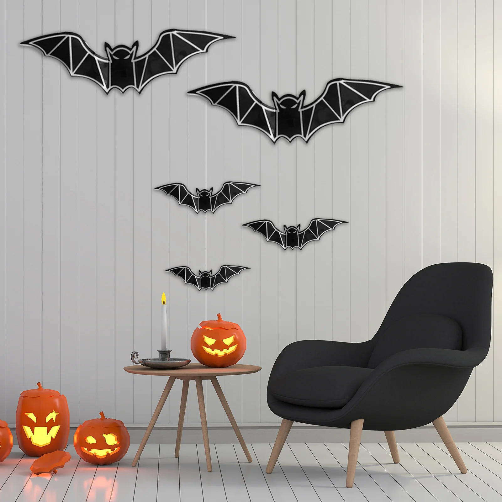 Spooky Bat Wall Stickers 3D Realistic PVC Decals for Halloween Home Party Decor Scary Luminous Bats Window Wall Art Decals