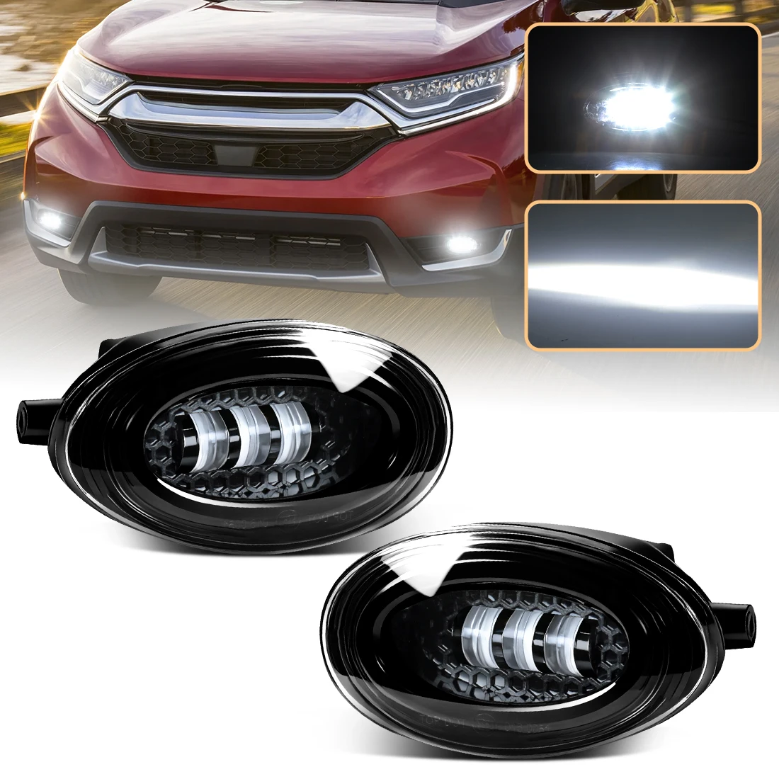 

2pcs Foglamps For Honda CR-V CRV 2017 2018 2019 LED White Fog Light 3 in 1 Lens Daytime Running Light Car Accessories 12V