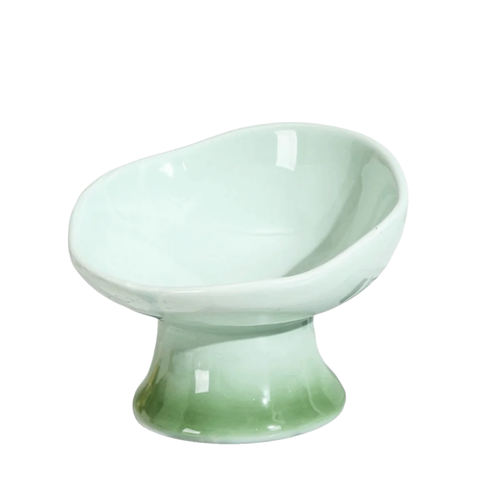 Gamelle pour chat en céramique en forme de fleur, anti-renversement, surélevée, antidérapante, avec ouverture oblique, pour nourriture et eau