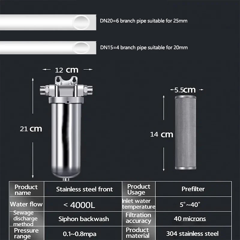 Vorfilter Edelstahl Wasser auf bereiter für den Hausgebrauch mit Full House Vorfilter Wasser auf bereiter 4 Tonnen Filtration