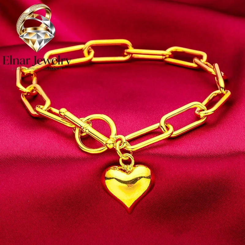 

Elnar Jewelry Luxury 24K 9999 Pure Gold real gold Women's Love Bracelet