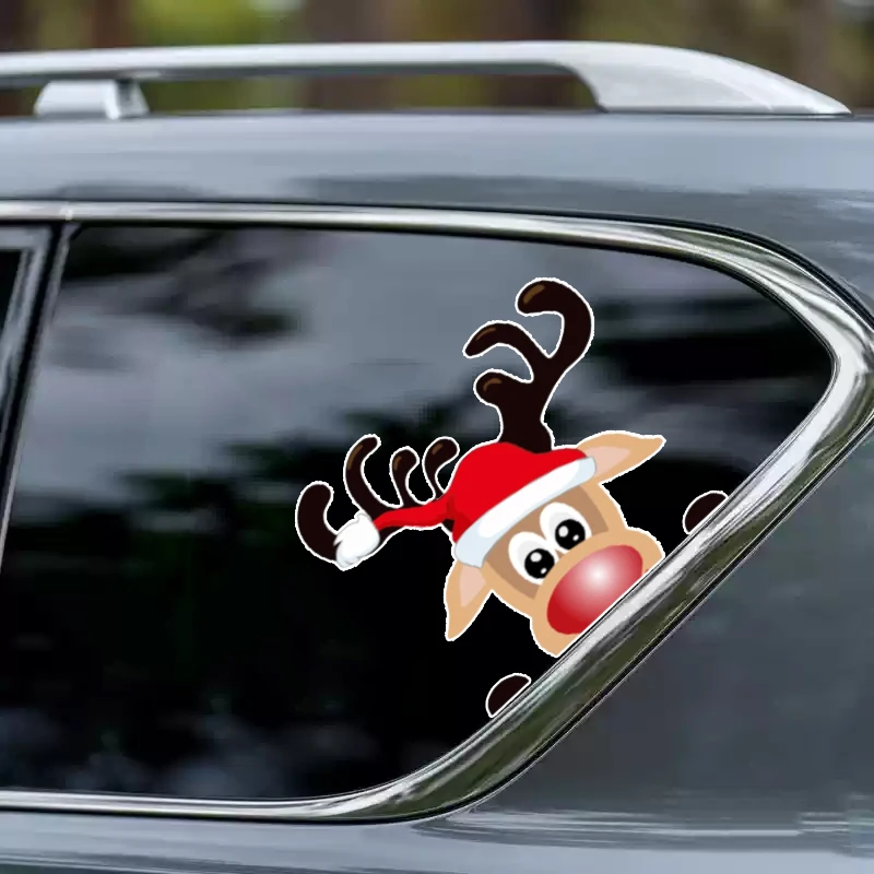 2025 عيد الميلاد جديد نافذة السيارة ملصق ، الديكور الجانب نافذة الوفير ملصق ، سانتا كلوز الأيائل زجاج السيارة لاصقة تزيين