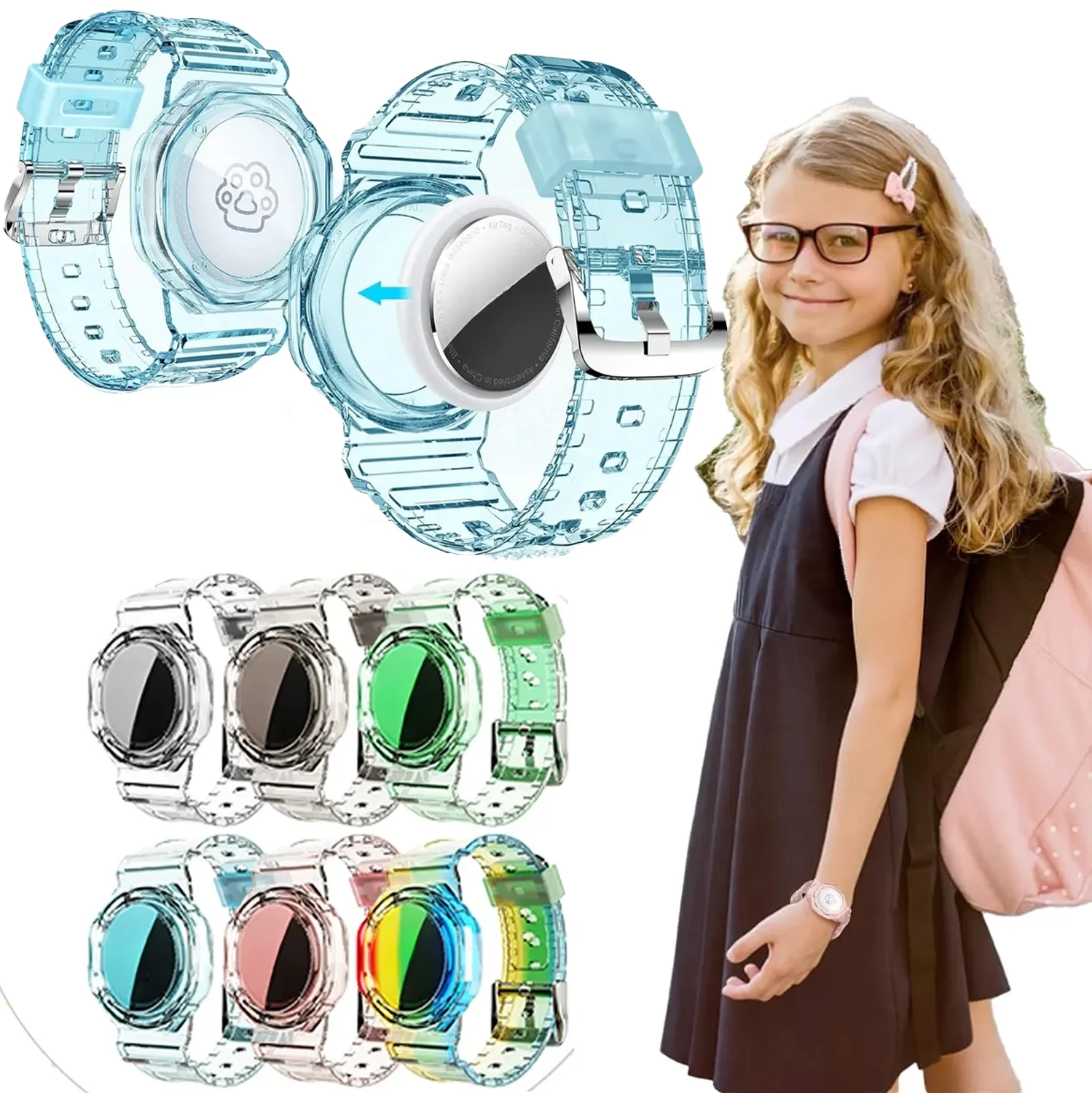 Pulsera Airtag de Apple para niños, funda de soporte de pulsera Airtags, antipérdida de Trackers, correa de reloj para niños mayores