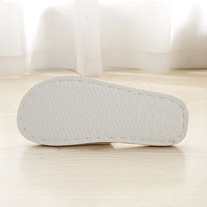 Sandal Linen kotak-kotak persegi empat musim untuk pria dan wanita pasangan rumah dalam ruangan lantai papan busa sandal bawah