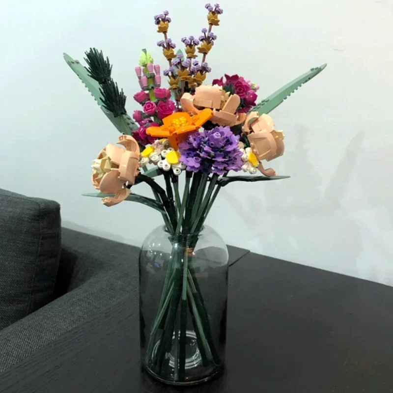 

Combination Bouquet DIY Bouquet Ornament Toy Building Blocks Assembling Building Blocks Toy Valentine's Day Gift for Girlfriend