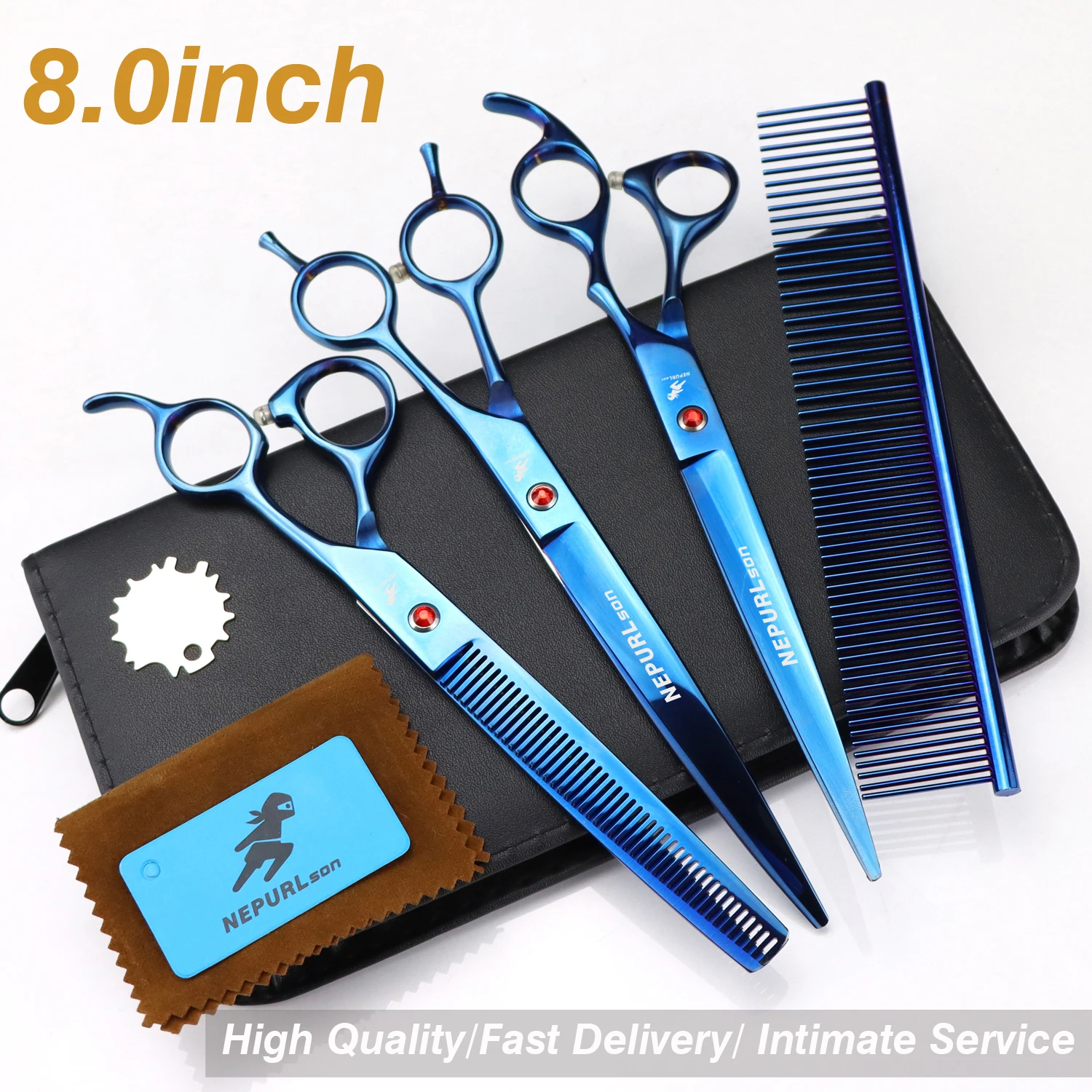 8 inch pet hairdressing scissors set Paint black set high class pet scissors