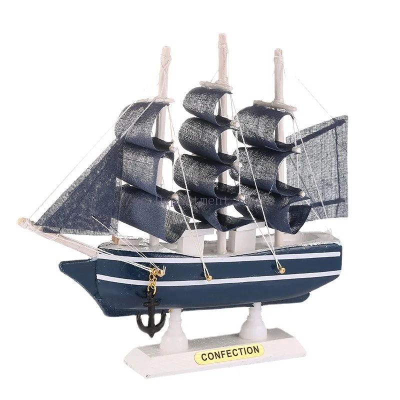 Wooden Pirate Ship Model - Mediterranean Style Handmade Carving for Home & Gift Decor (Nautical Ornament)