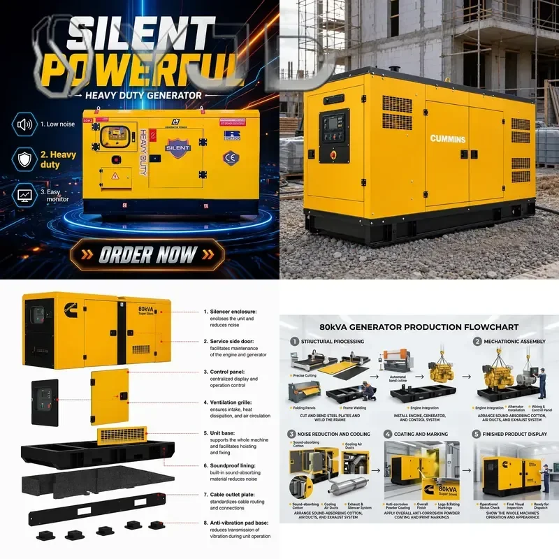 150kVA 500kVA Super Silent Generator Set 3 Phase 400V 50Hz Industrial Prime Power Soundproof Containerized