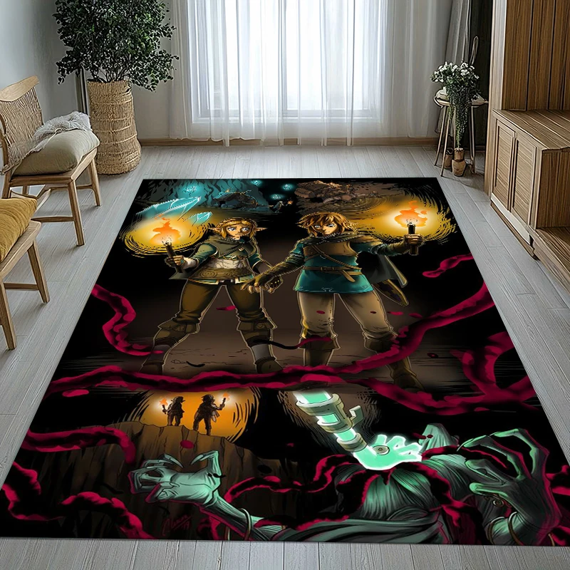 Alfombra Antideslizante Retro de Zelda con Diseño de Link para Sala de Estar, Alfombra Suave para Dormitorio, Sala de Juegos Infantil, Sofá, Decoración del Hogar, Tapete de Entrada