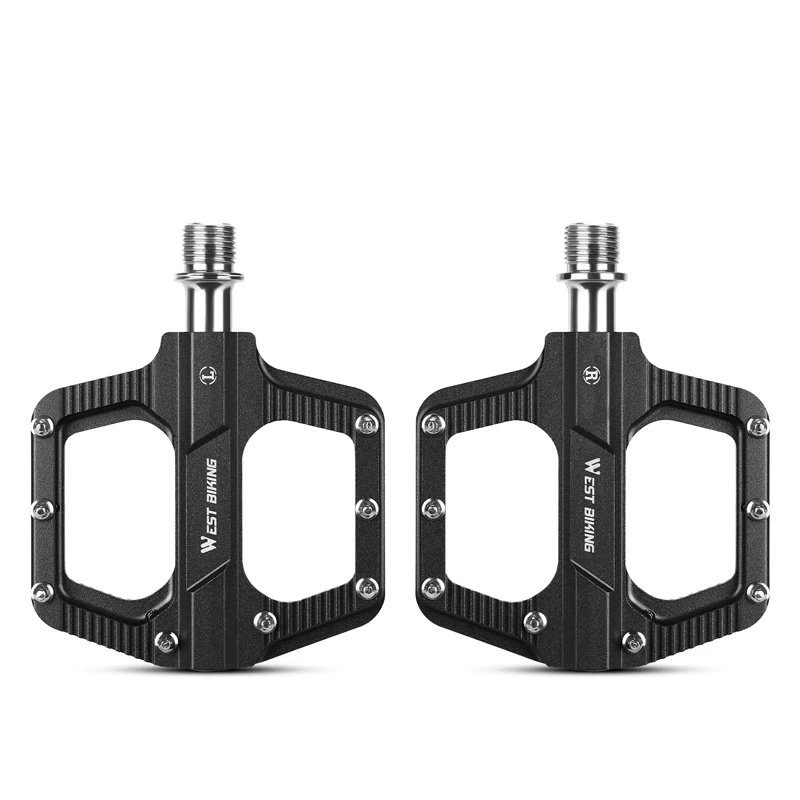 WEST BIKING Leichtgewichtige Fahrradpedale CNC Aluminiumlegierung Versiegelte 3-Lager Fahrradpedale Rutschfeste Flache Pedale Fahrradteile
