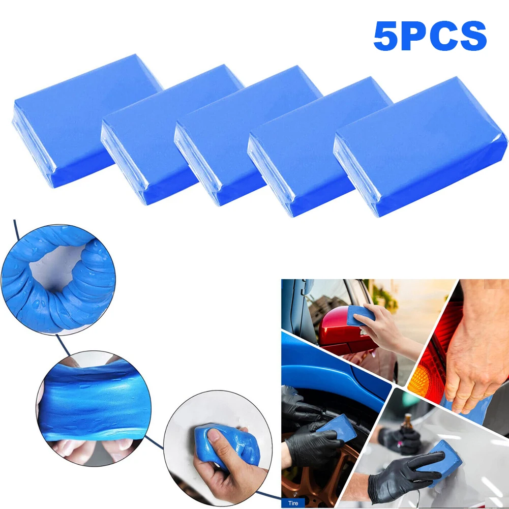 5Pcs Clay Bar Detailing Auto Car Clean Wash Cleaner Sludge Mud Remove Magic Blue Car Cleaning Car Brush Car Accessories