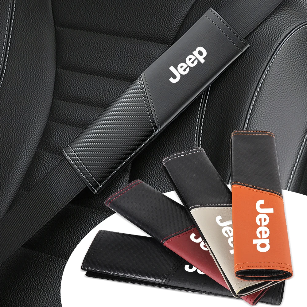 

2 шт., чехол для автомобильного ремня безопасности из углеродного волокна, ремень безопасности, защитная накладка на плечо для JEEP Cherokee Renegade Wrangler, аксессуары для компаса
