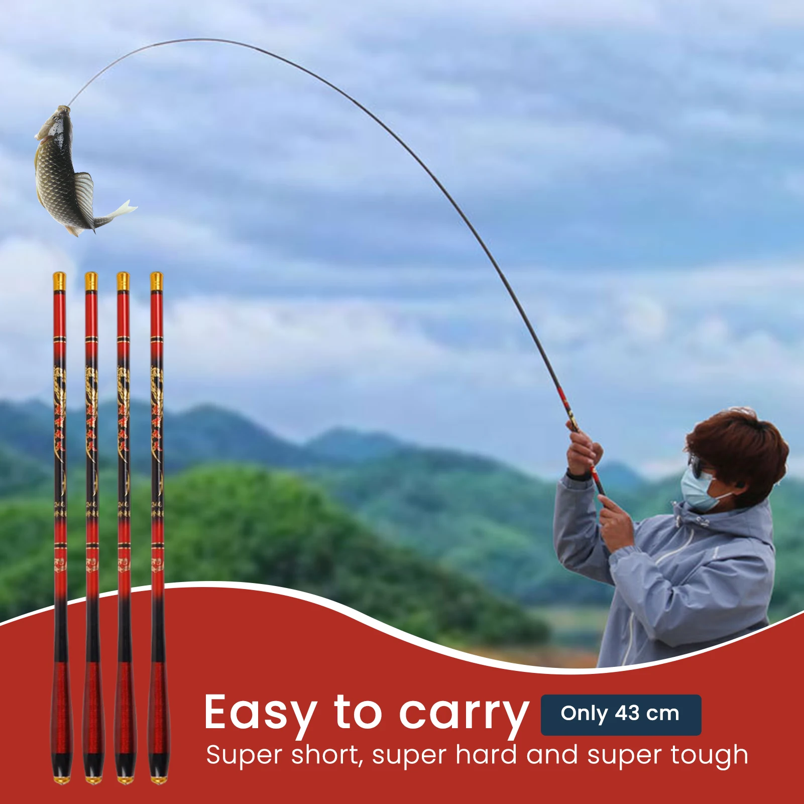 Mini Telescopic Fishing Rod with One-piece Comfortable Handle for Underwater MC889