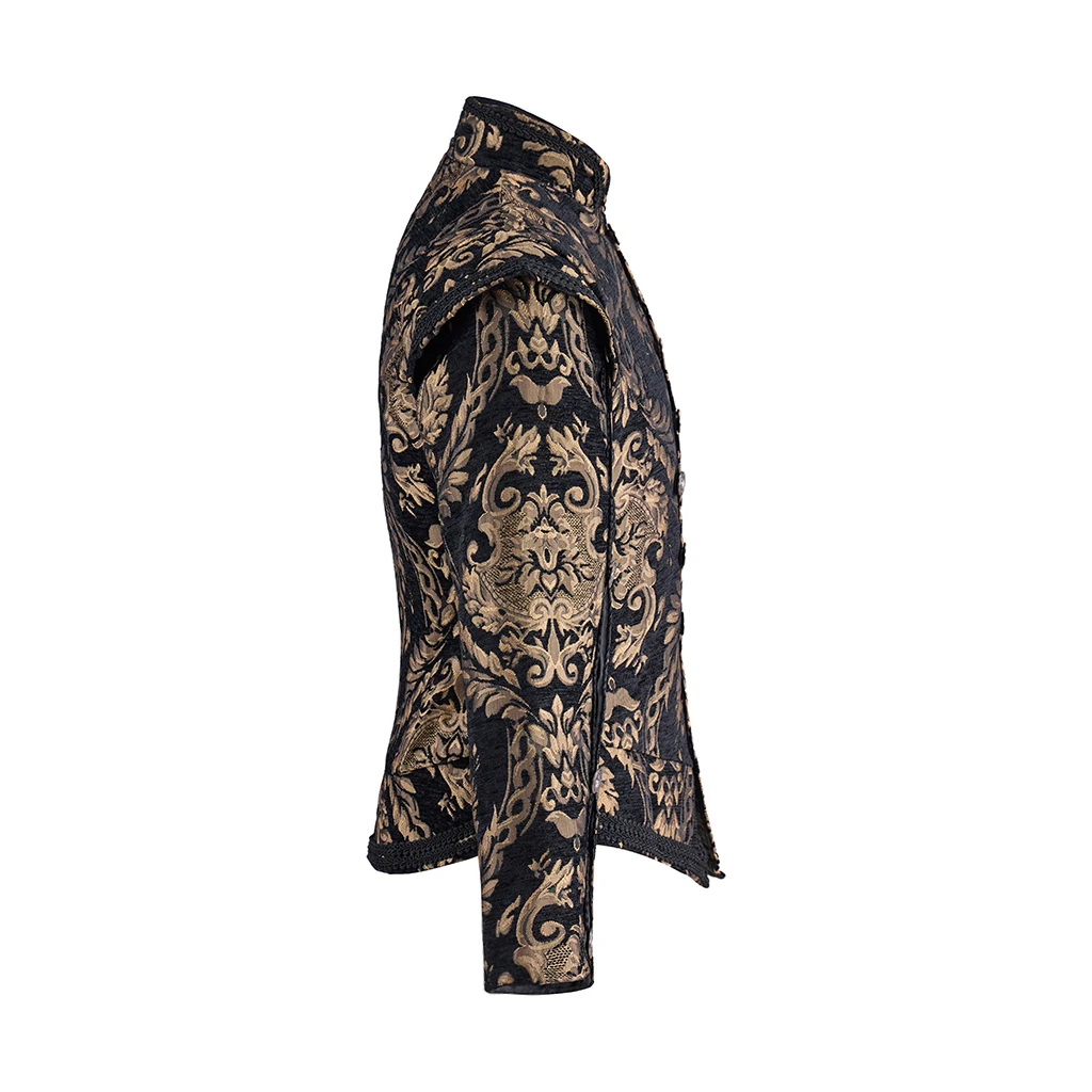 Herren Renaissance Retro Royal Jacke Mantel Prinz Edler König Kolonial Piratenkostüm Doppelmantel Gotische Stickerei Cosplay Kostüm 2026 – Detail 7