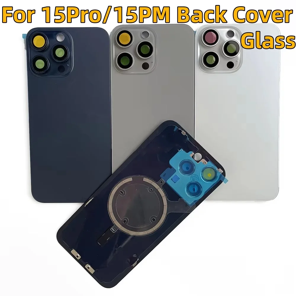 Back Glass Material For Iphone 15 Pro Max / 15 Pro Back Battery Cover +Middle Chassis Frame Housing Case Repair Parts