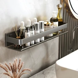 Non-porous gun ash bathroom storage rack bathroom household stainless steel multi-functional wall-mounted bottle storage rack