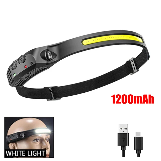 COB LED-koplamp Inductiekoplamp Ingebouwde batterij USB oplaadbare hoofdzaklamp Outdoor Camping Vissen Sensorkoplamp