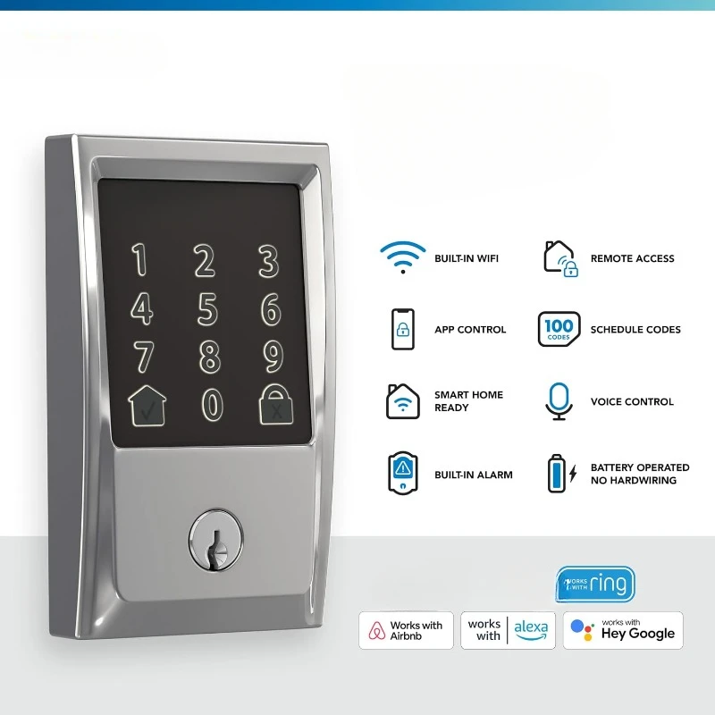 Encode Smart WiFi Deadbolt with Century Trim In Bright Chrome
