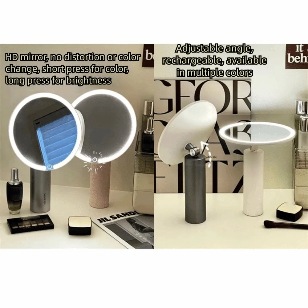 Miroir de maquillage LED à commande tactile, chargement USB, 3 lumières de couleur, miroir de vanité avec lumière haute définition variable