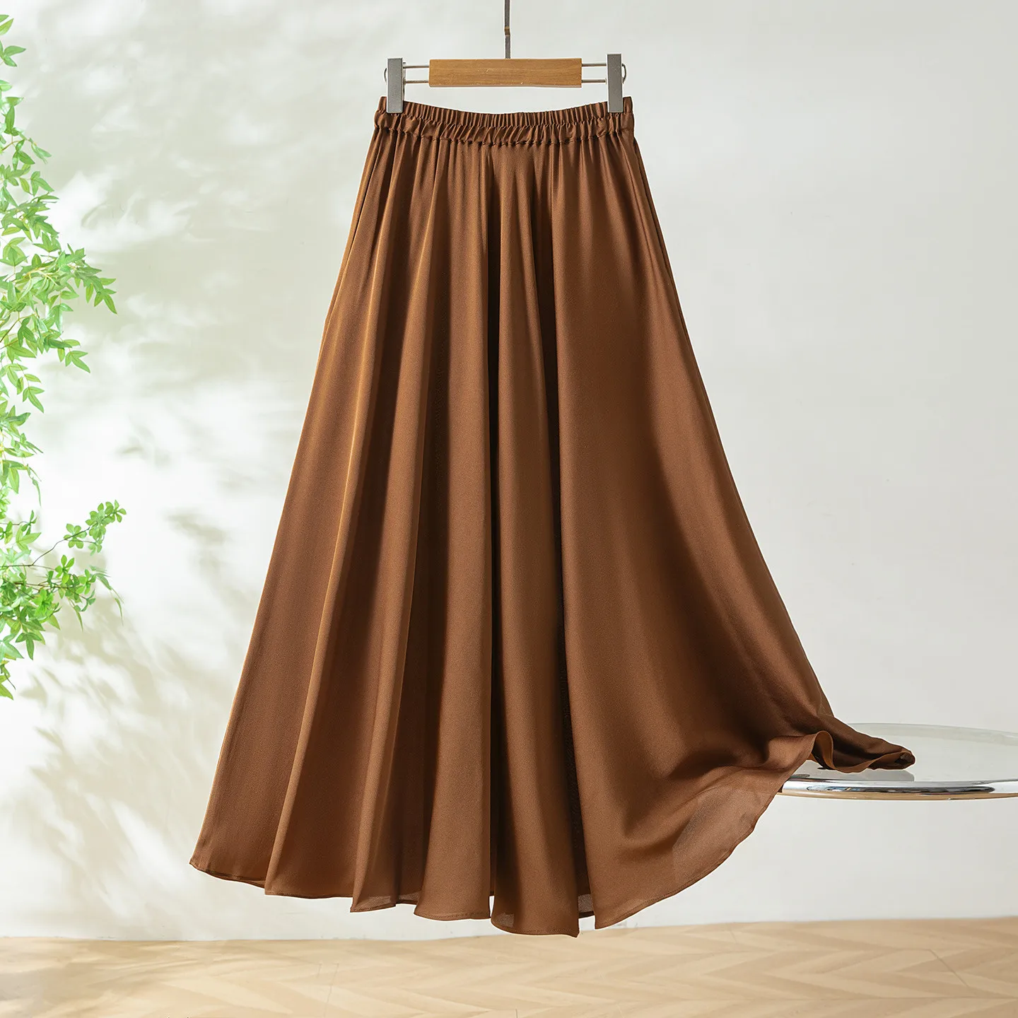 

Элегантная юбка Winsleter из 93% шелка и 7% спандекса, с эластичной высокой талией, однотонная, женская модная свободная юбка для офиса, лето 2026 B63706CC