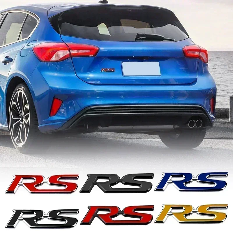 

1pcs 3D Metal logo Car Decal Trunk Body Side Sticker RS letter Accessories