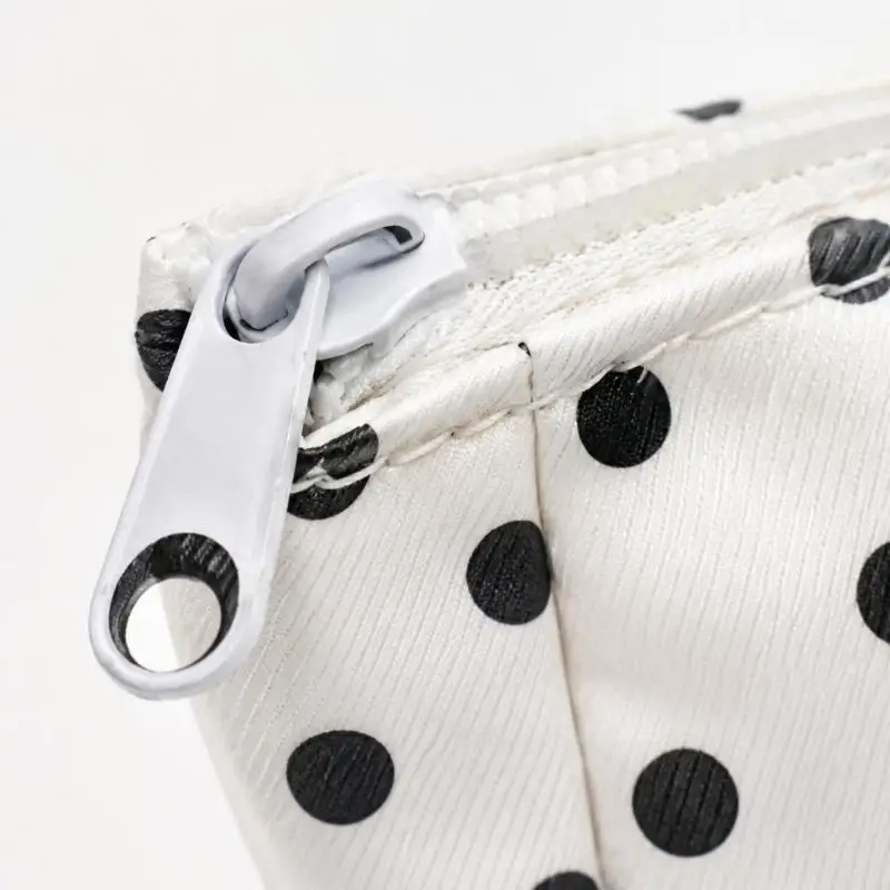 Triangular Cotton Pencil Case with Zippers Closure, Round-Dot Pattern, and Room for 20+ Pen, a Eraser, and a Ruler F19E