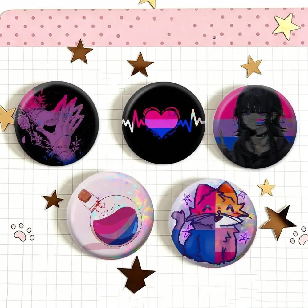 love B-Bisexual Art   Laser Badge Creative Pins Brooch for Bag Clothes Hat Decor Gifts Fans Collect