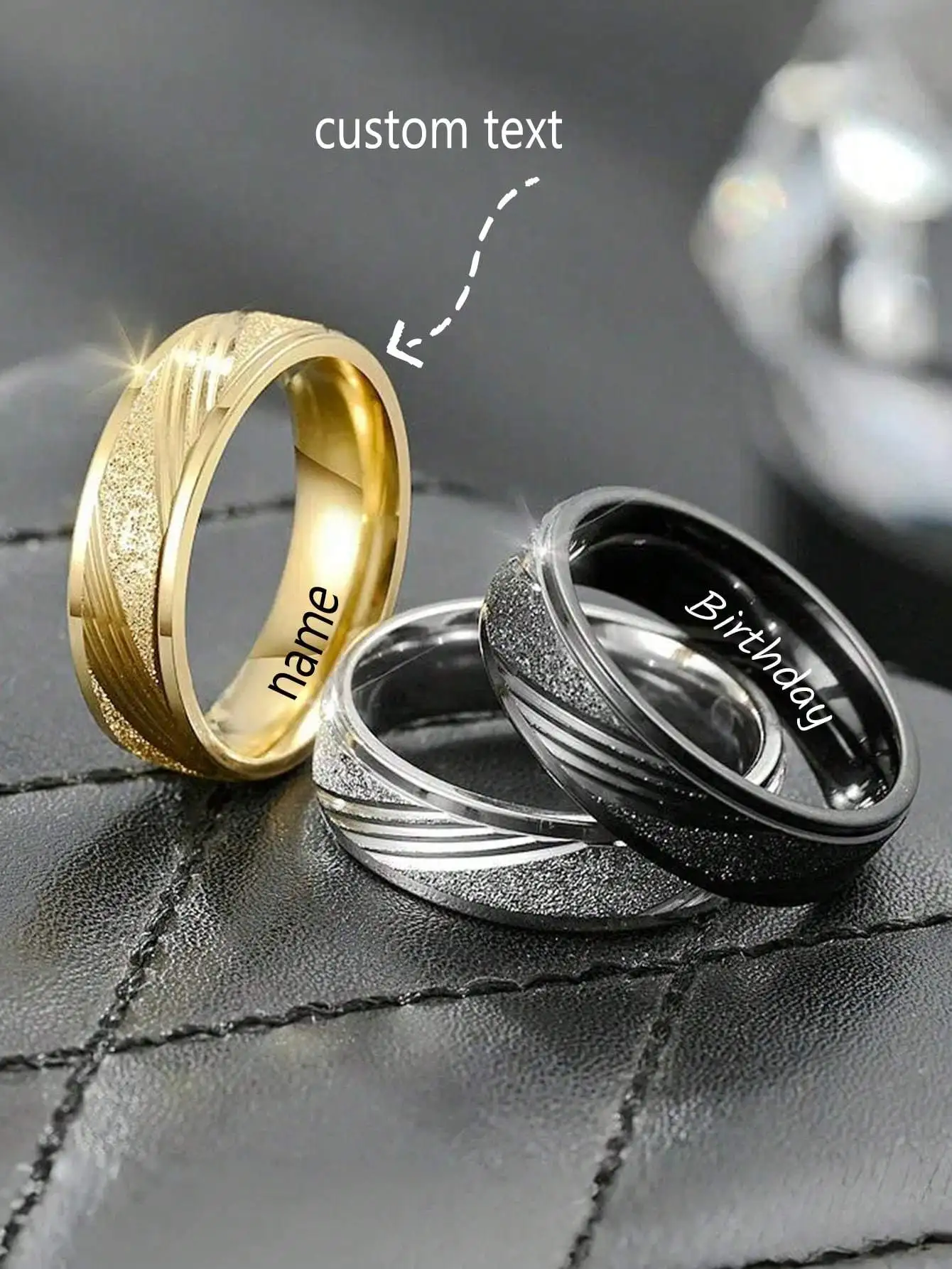 

Custom Name Engrave Ring cut twill for Women Men Personalized Jewelry Birthday Party Valentine's Day Jewelery Gift