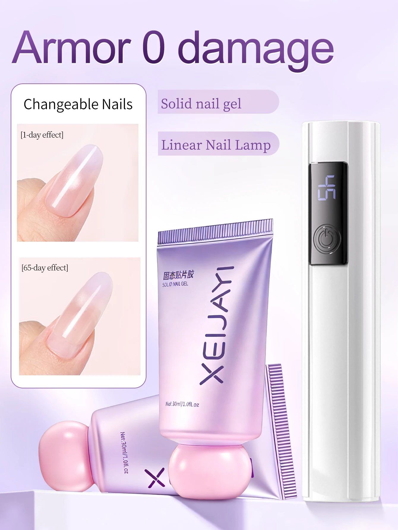 2Pcs Solid Nail Gel And Mini On-Screen Display Handheld Nail Art UV Lamp For Gel Nails, Mini Nail Light, Portable LED Nail Lamp