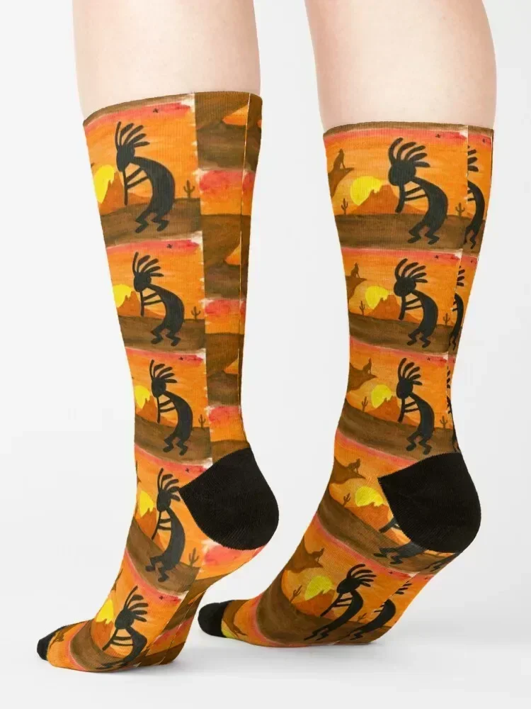 Kokopelli Sunset Socks floor Christmas essential aesthetic Man Socks Women's