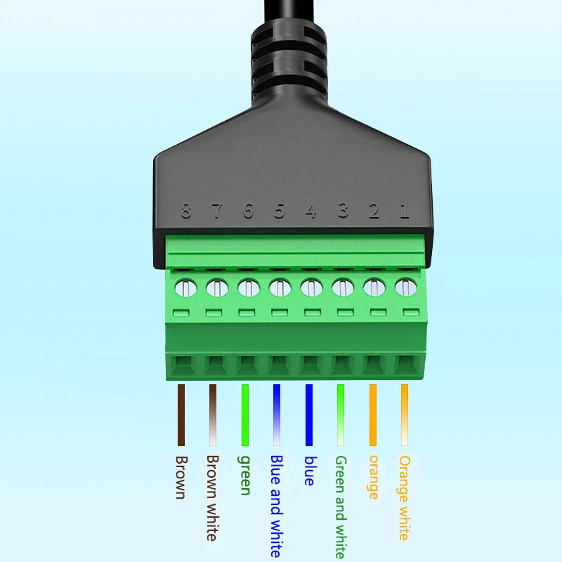 

1pcs RJ45 to Screw Terminal Block 8p Connector Ethernet Crystal Head Male to 8 pin Screw Terminal Network Adapter for CCTV DVR