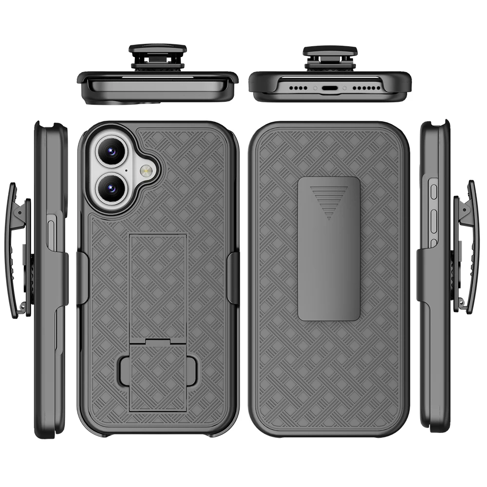 ShockProof Heavy Duty Armour Tough Stand Case With Belt Clip For iPhone 16 Plus 6.7/iPhone 16 6.1 Inch