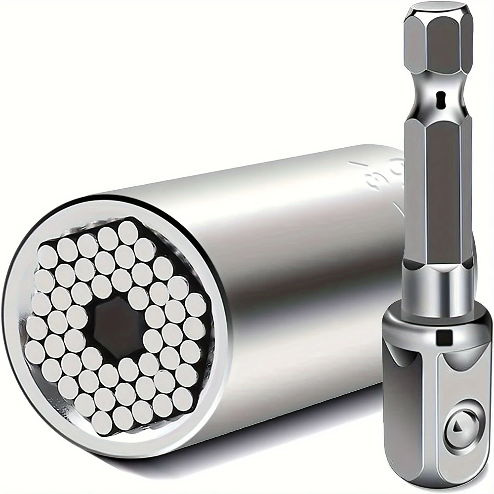 7mm~19mm Multifunctional Universal Socket,with 3/8in Rod,2pcs/set,Magic Ratchet Professional Socket Wrench,Auto Repair Tool Set