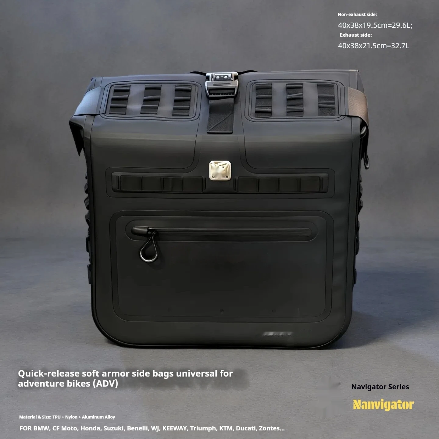 For ADV Motorcycle Waterproof Soft Saddlebag Quick Release Large Capacity 16-60L No-Drill Accesorios Moto