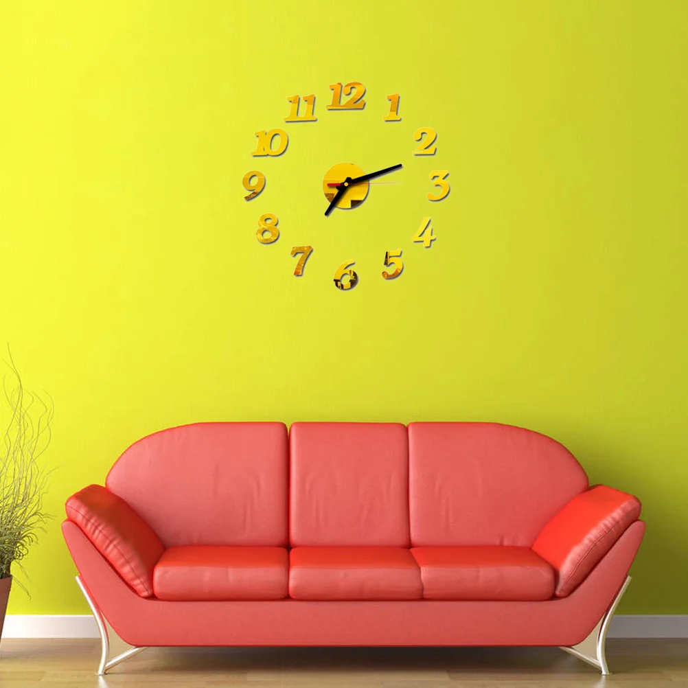 

Large Digital Wall Clock Acrylic Mirror Silent Movement Modern Framless Clock For Living Room Bedroom Office Decor Golden