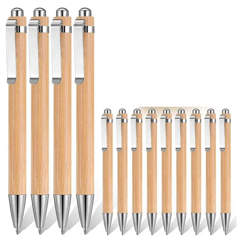 

Бамбуковые ручки, 100 шт., оптом, деревянные, выдвижные, шариковые, черные чернила, 1 мм, с гравировкой, подарочные ручки