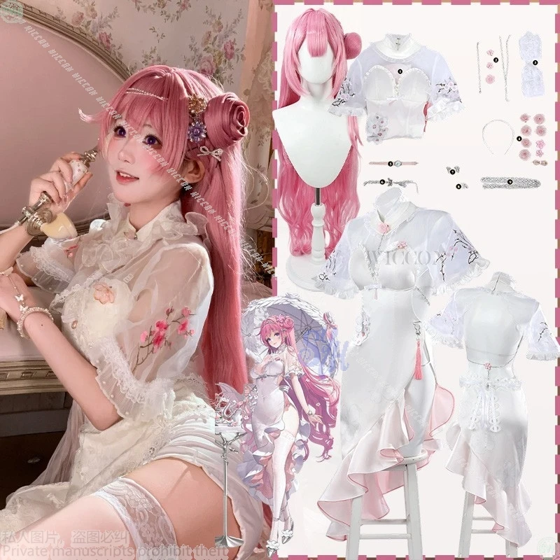 Дороти Косплей Костюм Аниме Игра GODDESS OF VICTORY: NIKKE Сексуальное белое кружевное платье Cheongsam Qipao Прекрасная Лолита Хэллоуин Вечеринка