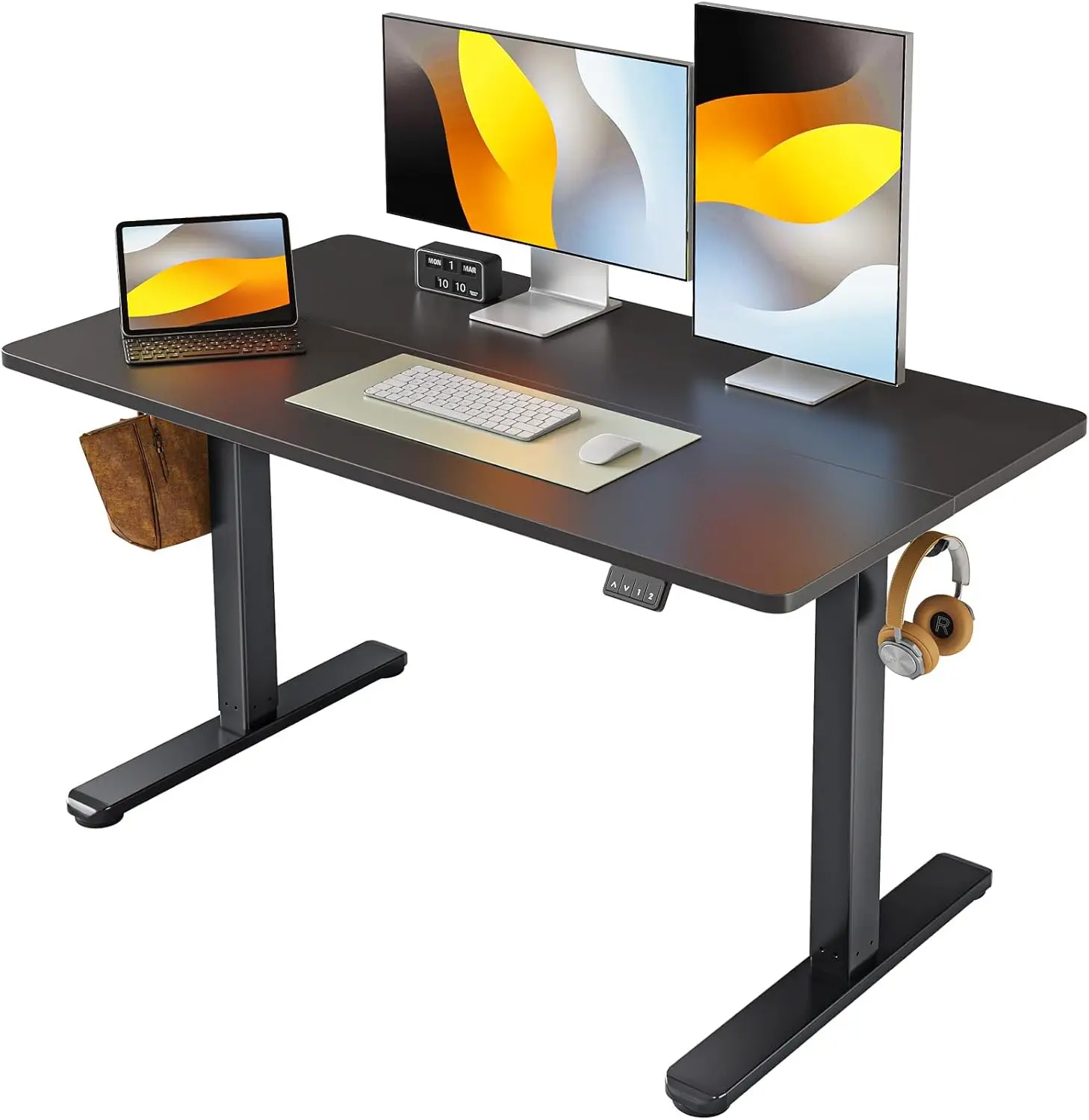 

Electric Standing Desk, Height Adjustable Stand up 48 x 24 Inches Sit Stand Home Office Computer , Black