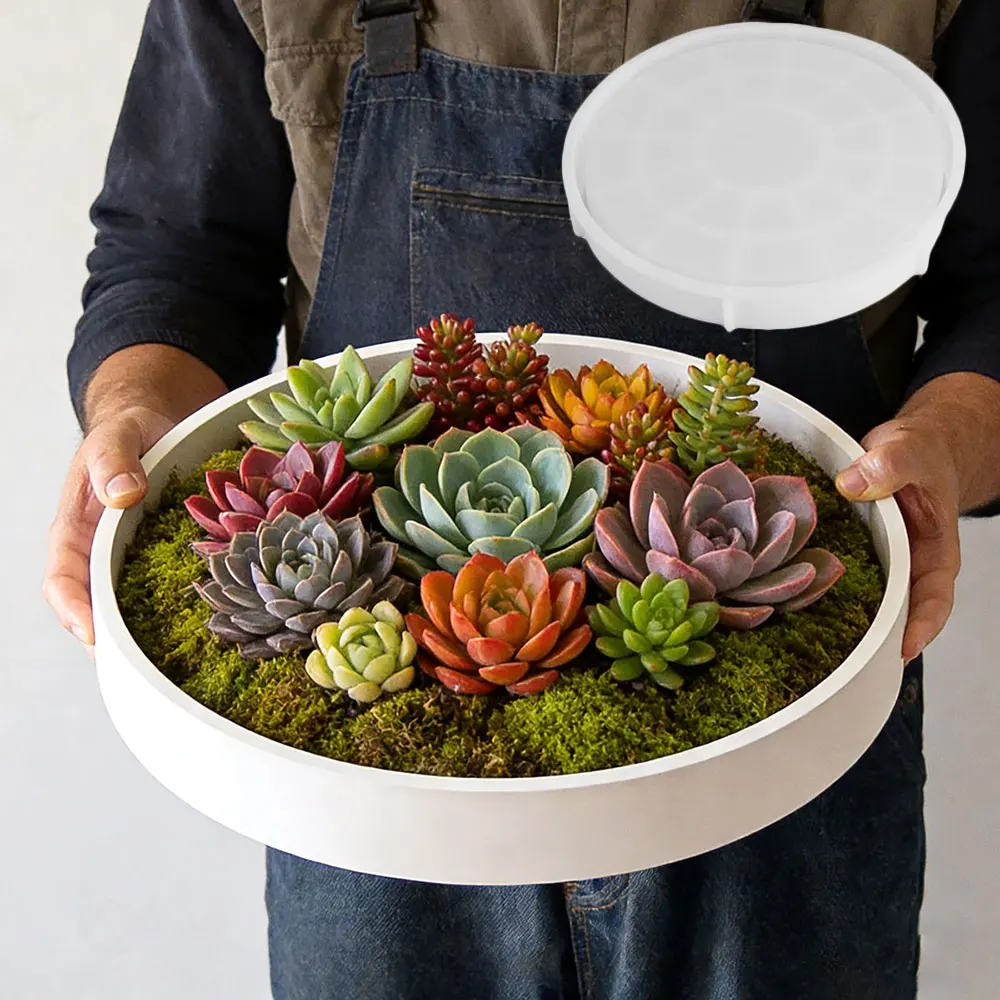 

Large Round Concrete Planter Silicone Mold, DIY for Cement, Plaster - Succulent Pot, Moss Container, Outdoor Garden Decor
