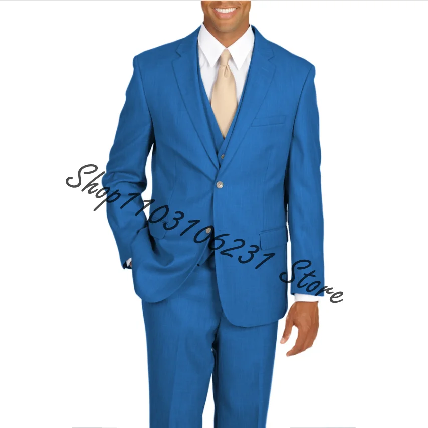 Custom Made Beige Slim Fit Wedding Men Suits 3 Pieces Bridegroom Groom Tuxedos Male Suits Jacket+Pant+Vest Trajes De Hombre